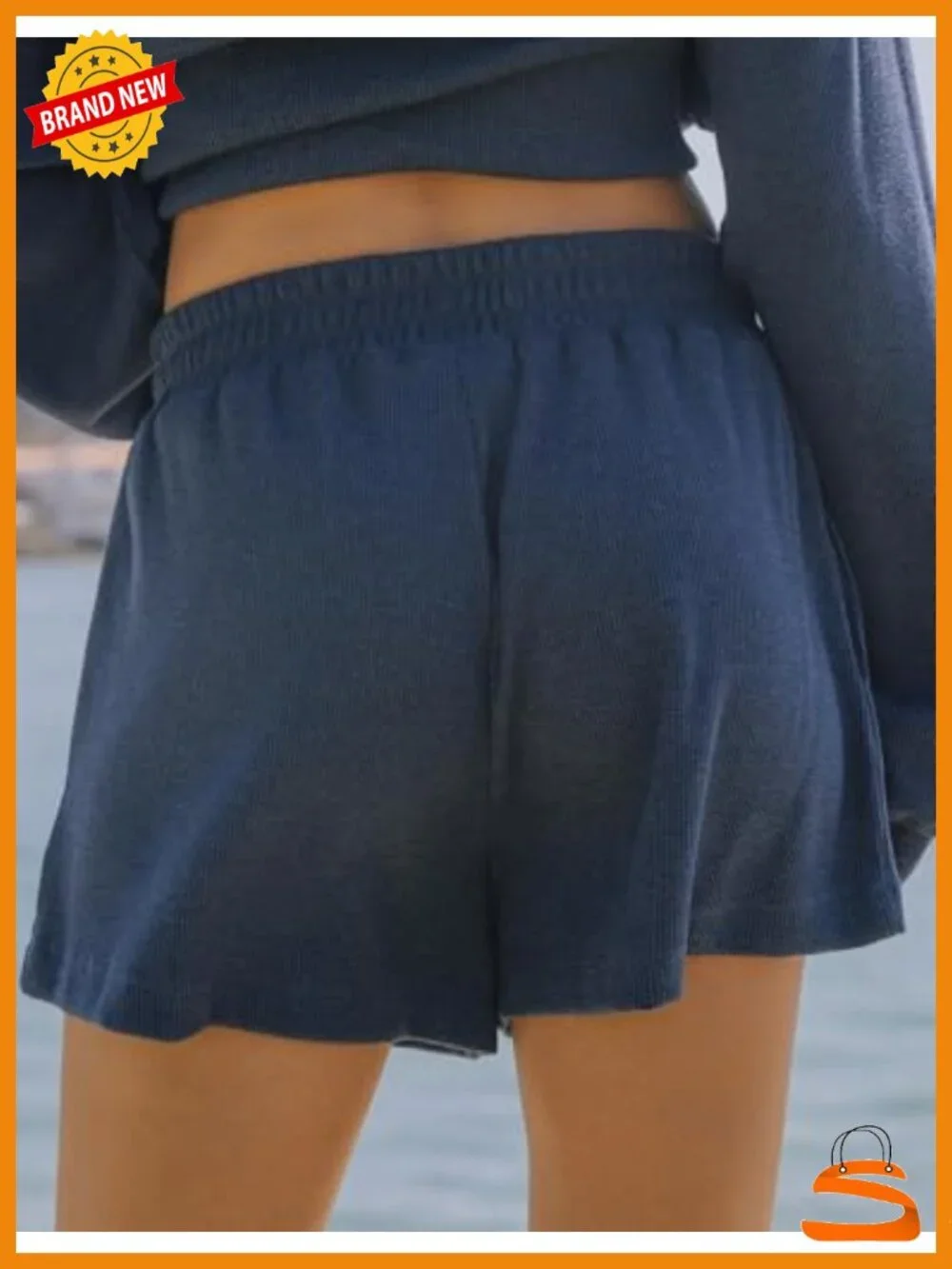 Waffle Knit Lounge Set 2 Piece Oversized Sweatshirt and High Waisted Shorts